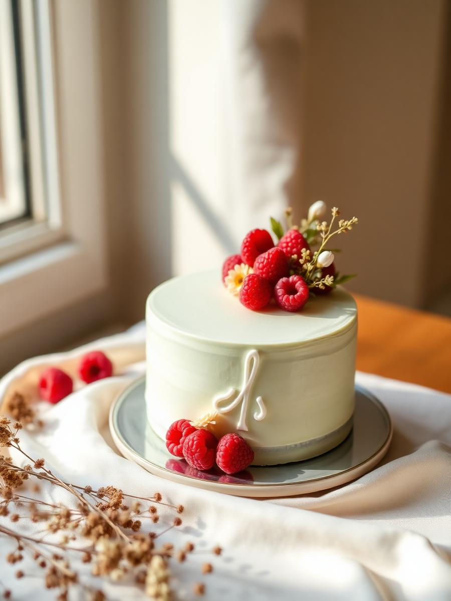 Minimal cream cake piped with 'Now and forever'